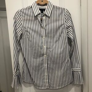 Pleated flare sleeve button up blouse